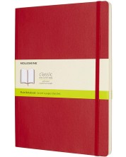 Тефтер с меки корици Moleskine Classic Plain XL - Червен, бели листове -1