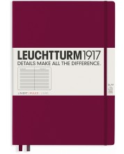 Тефтер Leuchtturm1917 Master Slim - А4+, линиран, Port Red -1
