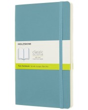 Тефтер с меки корици Moleskine Classic Plain - Светлосин, бели листове -1