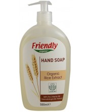 Течен сапун за ръце  Friendly Organic - С екстракт от ориз, 500 ml