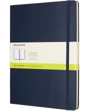 Тефтер с твърди корици Moleskine Classic Plain XL - Син, бели листове -1