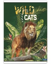 Тетрадка Lastva Wild Cats - А5, 52 листа, широки редове, с ляво поле, асортимент