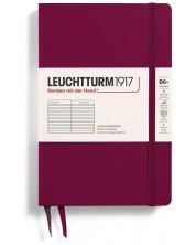 Тефтер Leuchtturm1917 Paperback - B6+, червен, линиран, твърди корици -1