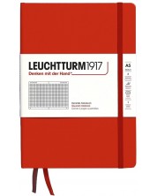 Тефтер Leuchtturm1917 Natural Colors - A5, червен, страници на квадратчета, твърди корици -1