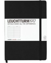 Тефтер Leuchtturm1917 Medium - A5, черен, страници на редове