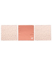 Тензухени пелени за лице Bebe-Jou - 32 x 32 cm, Wish Pink, 3 броя -1