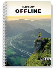 Тетрадка със спирала Black&White Offline - A4, 80 листа, широки редове, асортимент -1