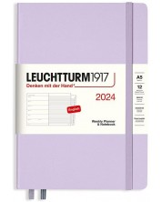 Тефтер Leuchtturm1917 Weekly Planner and Notebook - A5, лилав, 2024