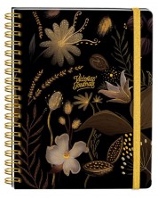 Тефтер Victoria's Journals Florals - Златисто и черно, твърда корица, на точки, 96 листа, А5