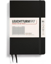 Тефтер Leuchtturm1917 Paperback - B6+, черен, страници на квадрати, твърди корици -1