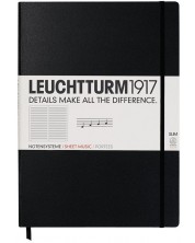 Тефтер Leuchtturm1917 Master Slim - А4+, страници на петолиния, Black