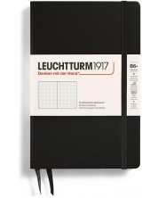 Тефтер Leuchtturm1917 Paperback - B6+, черен, страници на точки, твърди корици -1