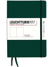 Тефтер Leuchtturm1917 Natural Colors - A5, тъмнозелен, бели листове, твърди корици