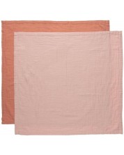 Тензухени пелени Bebe-Jou - Pure Cotton Pink, 70 х 70 cm, 2 броя -1