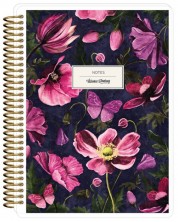 Тефтер Victoria's Journals Florals - Цветя, със спирала, на точки, 80 листа, А5 -1
