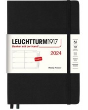 Тефтер Leuchtturm1917 Weekly Planner - A5, черен, 2024 -1