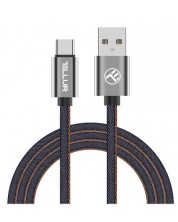 Кабел Tellur - TLL155381, USB-A/USB-C, 1 m, Denim