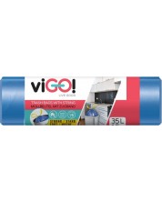 Торби за отпадъци с връзки viGО! - Standard, 35 l, 15 броя, сини