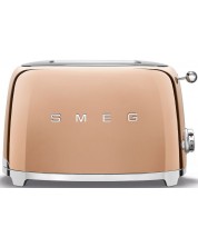 Тостер Smeg - TSF01RGEU 50's Style, 950W, 6 степени, розов/златист