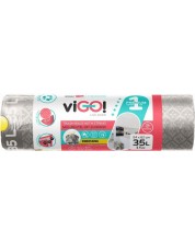 Торби за отпадъци с връзки viGО! - Premium №1, 35 l, 15 броя, сребърни -1