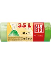 Торби за отпадъци с връзки ALUFIX - 35 l, 25 броя, зелени