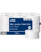 Тоалетна хартия Tork - Soft Mini Jumbo Advanced, Т2, 12 x 170 m -1