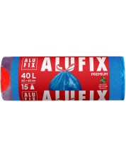 Торби за отпадъци с връзки ALUFIX - 40 l, 15 броя, сини