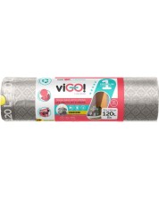 Торби за отпадъци с връзки viGО! - Premium №1, 120 l, 8 броя, сребърни -1
