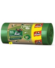 Торби за отпадъци Fino - Green Life Easy pack, 60 L, 18 броя, зелени -1