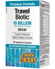 Travel Biotic 10 Billion Live Probiotic Cultures, 60 веге капсули, Natural Factors
