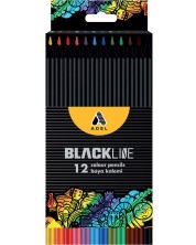 Цветни моливи Adel BlackLine - 12 цвята