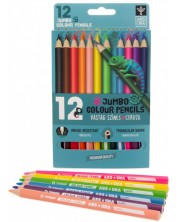 Цветни триъгълни моливи Ars Una - Jumbo, 12 цвята