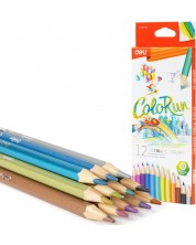 Цветни моливи Deli Colorun - EC127-12, 12 броя, металически цветове -1