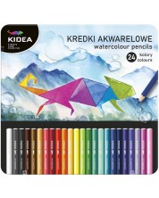 Цветни акварелни моливи Kidea - 24 цвята, в метална кутия