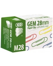 Цветни кламери Ico - M28, 28 mm, 100 броя -1