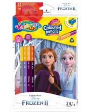 Цветни двувърхи моливи Colorino Disney - Frozen II, 24 + острилка