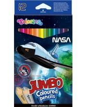 Цветни моливи Colorino - Jumbo Nasa, 12 цвята