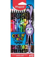 Цветни моливи Maped Color Peps - Monster, 12 цвята -1