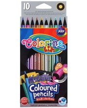 Цветни моливи Colorino Kids - металик, 10 цвята