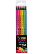 Цветни моливи в неонови цветове Kidea - 6 цвята