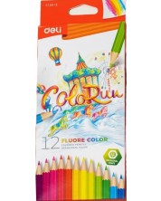 Цветни моливи Deli Colorun - EC128-12, 12 цвята, флуоресцентни -1