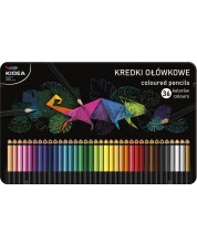 Цветни моливи Kidea - 36 цвята, в метална кутия