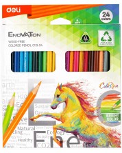 Цветни моливи Deli Enovation - EC113-24, 24 цвята -1
