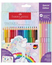 Цветни моливи Faber-Castell Grip 2001 - Еднорог, 18 + 6 цвята