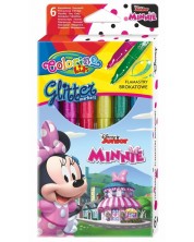 Цветни маркери Colorino Disney - Junior Minnie Glitter, 6 цвята -1