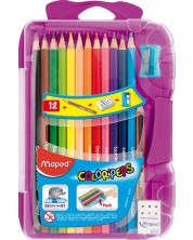 Цветни моливи Maped Color Peps - 12 цвята, лилава кутия