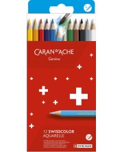 Цветни акварелни моливи Caran d'Ache Swisscolor - 12 цвята -1