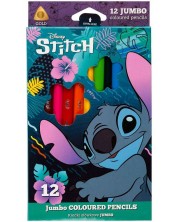 Цветни триъгълни моливи Colorino Jumbo - Stitch, 12 цвята -1