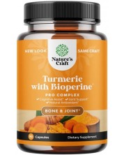 Turmeric With Bioperine, 90 капсули, Nature's Craft -1