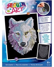 Творчески комплект KSG Crafts - Изкуство с пайети, Бял вълк -1